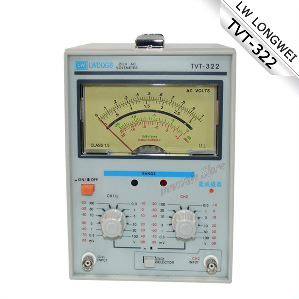 

Pointer Voltage Measuring Frequency Instrument TVT-322 300μV~100V 5Hz~1MHz Dual Pointer Display Two-Channel Millivoltmeter