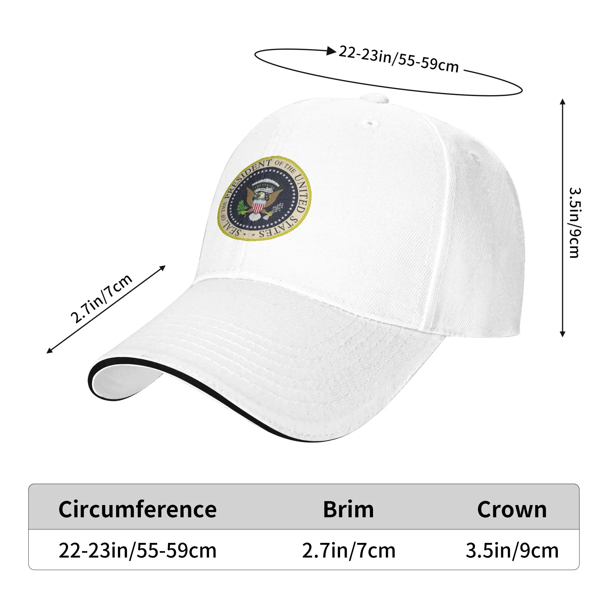 Seal of The President of The United States Cap Baseball Caps Adjustable Hat Hip Hop Summer Unisex Baseball Hats Customizable