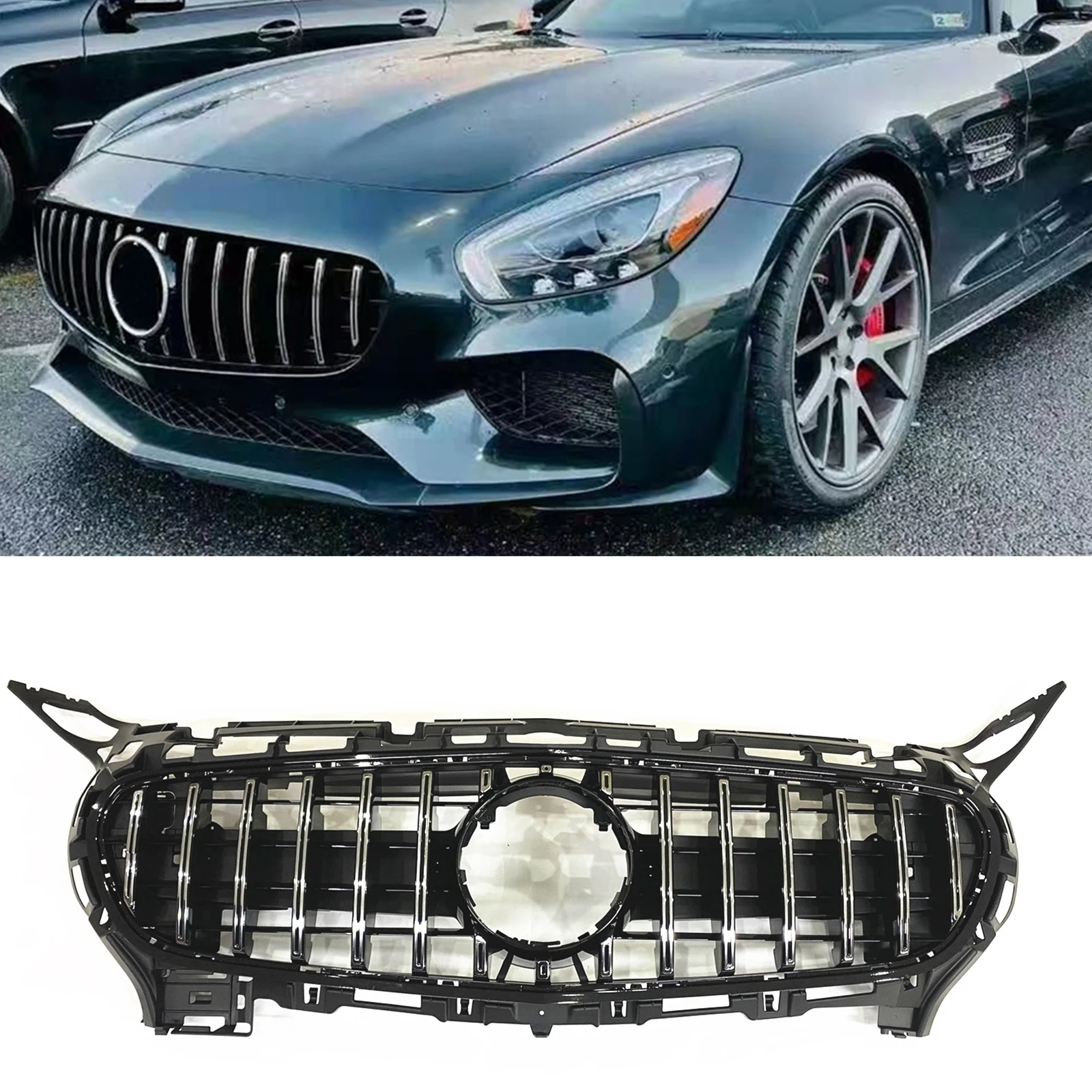 Car Front Grille Grill Upper Bumper Hood For Mercedes Benz C190 R190 AMG GT GTS 2 Door 2015-2016