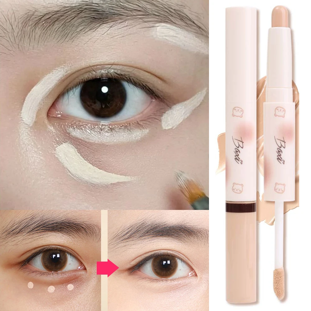 Full Cover Double Head Concealer Stick Waterproof Modify Skin Tone Foundation Cream Full Coverage Acne Marks Contour Face Makeup