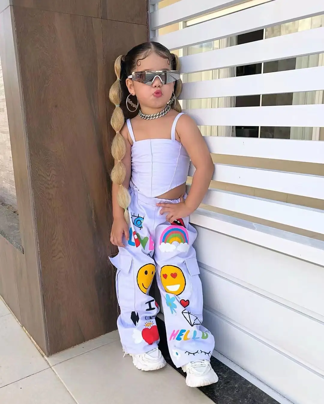 Children's Clothing Girl's Clothes 2 Pcs Set Summer Suspender Top+Long Pants Kid Girl Fashion For 3 4 5 6 7 8Y