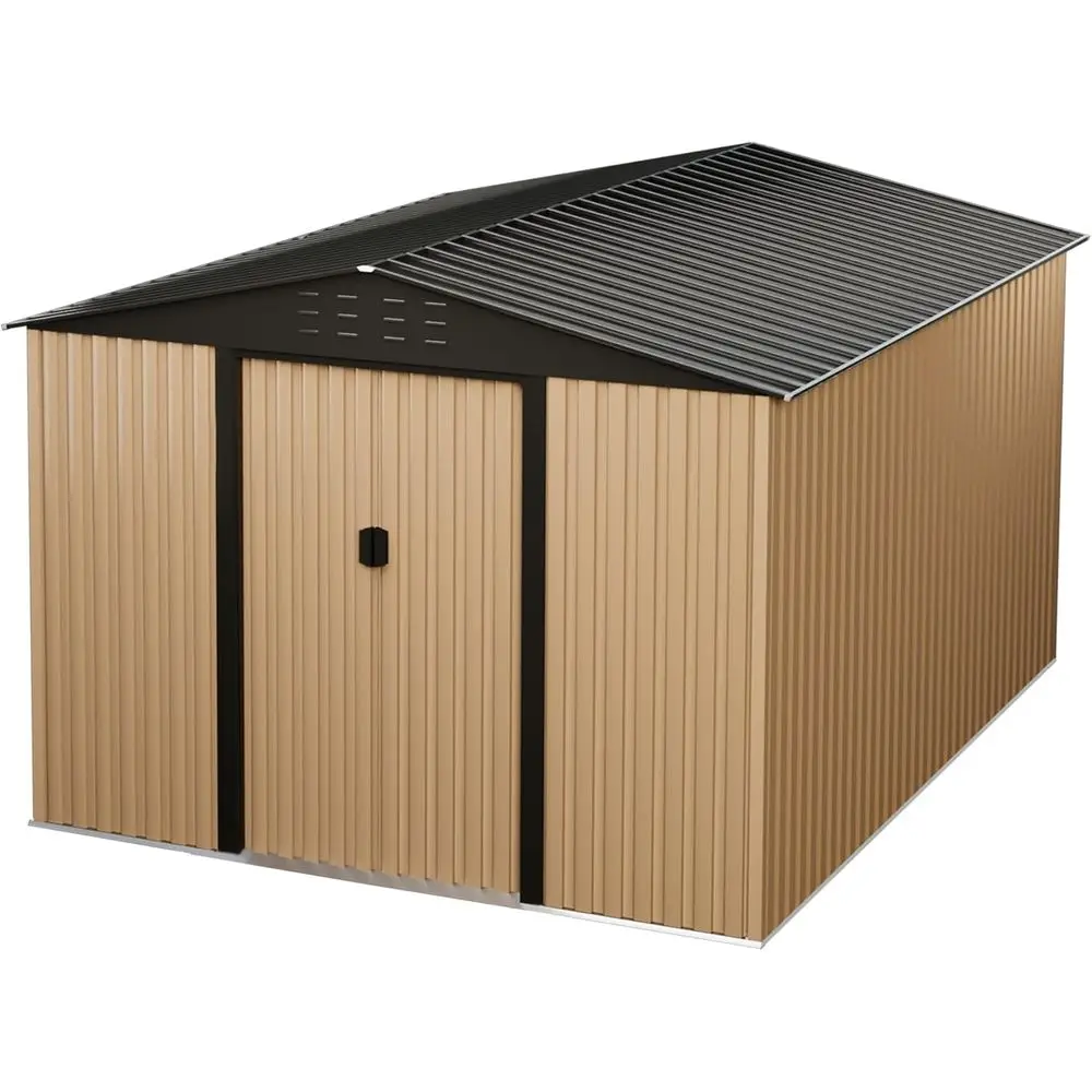 

Коричневый металлический навес для улицы 10x8 с дверцей и замком для хранения в саду