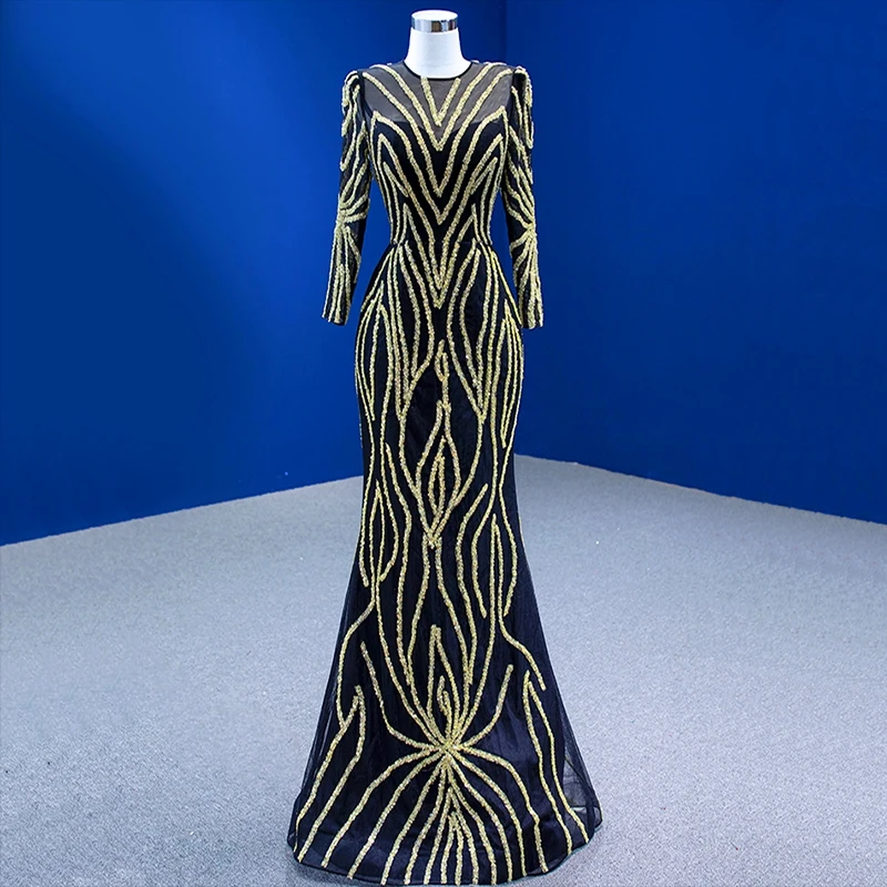 أنيقة سعيد دبي المرأة أنيقة الذهب الموضوع بريق فاخر العربية مساء فستان الزفاف حزب ثوب مخصص انفصال الذيل