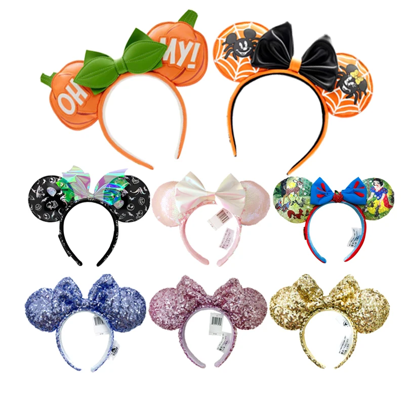 Disney Minnie Ears Headband Minnie pider web Night Lights Red Apple Bows COSTUME Headband Cosplay Plush Adult/Kids Headband Gift