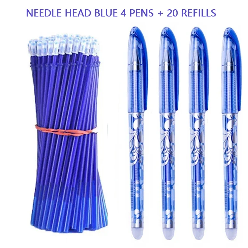 3-28Pcs Erasable Pen 0.5mm Refill Washable Handle Rod Blue/Black Ink Gel Pen for School Office Writing Supply Stationery