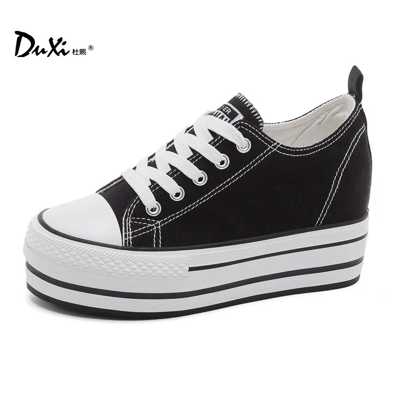 Canvas Shoes Lace Up Classic Fashionable Versatile Casual Thick-soled Inner Heightening Street Style Women 2024 Spring Summer