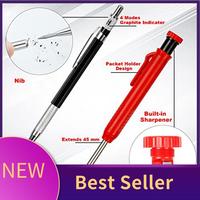 ABHI-10PCS Carpenter Pencil With Sharpener Mechanical Carpenter Pencils Set Deep Hole Marker With 36 Refills