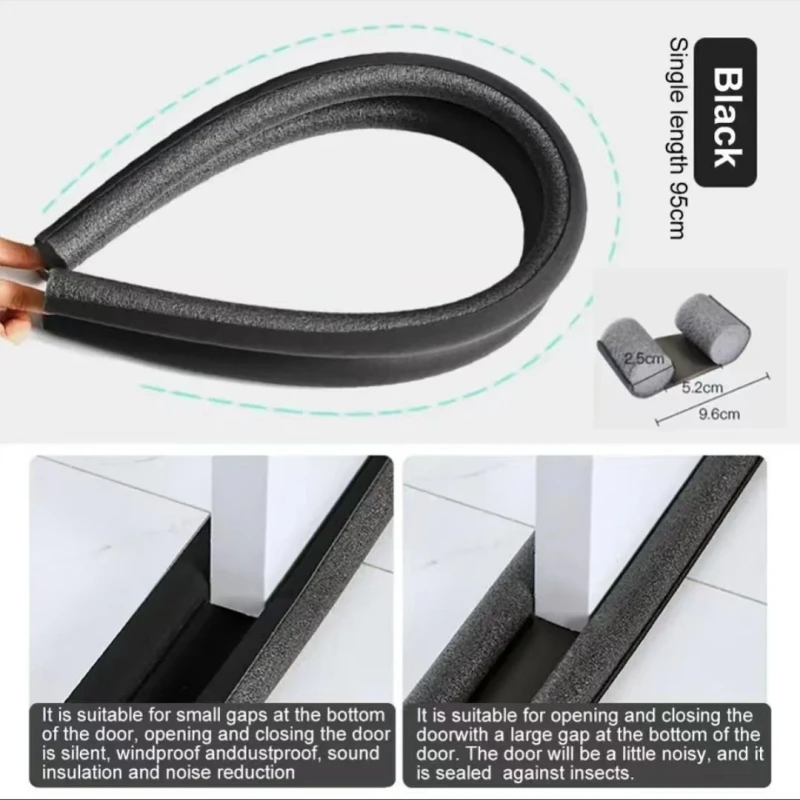 2er-Pack flexible Türdichtung, untere Dichtungsleiste, Wetterschutzleiste, Kälteschutz, Spaltstopper, dickere Dichtungsleiste 93 Men Di – Detail 8