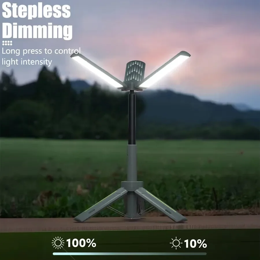 Folding Camping Light Portable Telescopic Lanterns Built-in 8000mAh Outdoor Waterproof Power Bank Lamp With Triangle Stand Base