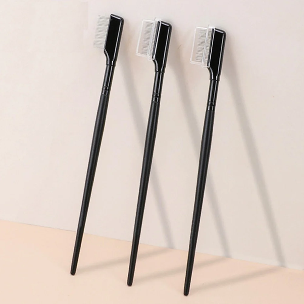 2pcs Eyebrow Eyelash Comb Dense Steel Needle Brow Grooming Tool For Lash Separation Shaping Portable Durable Makeup Brush