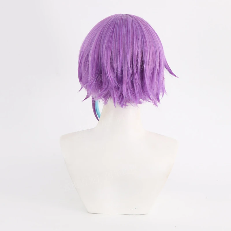 ¡Proyecto SEKAI colorido escenario! Cosplay Kamishiro Rui peluca púrpura azul corto pelucas de pelo sintético resistente al calor + gorro de peluca