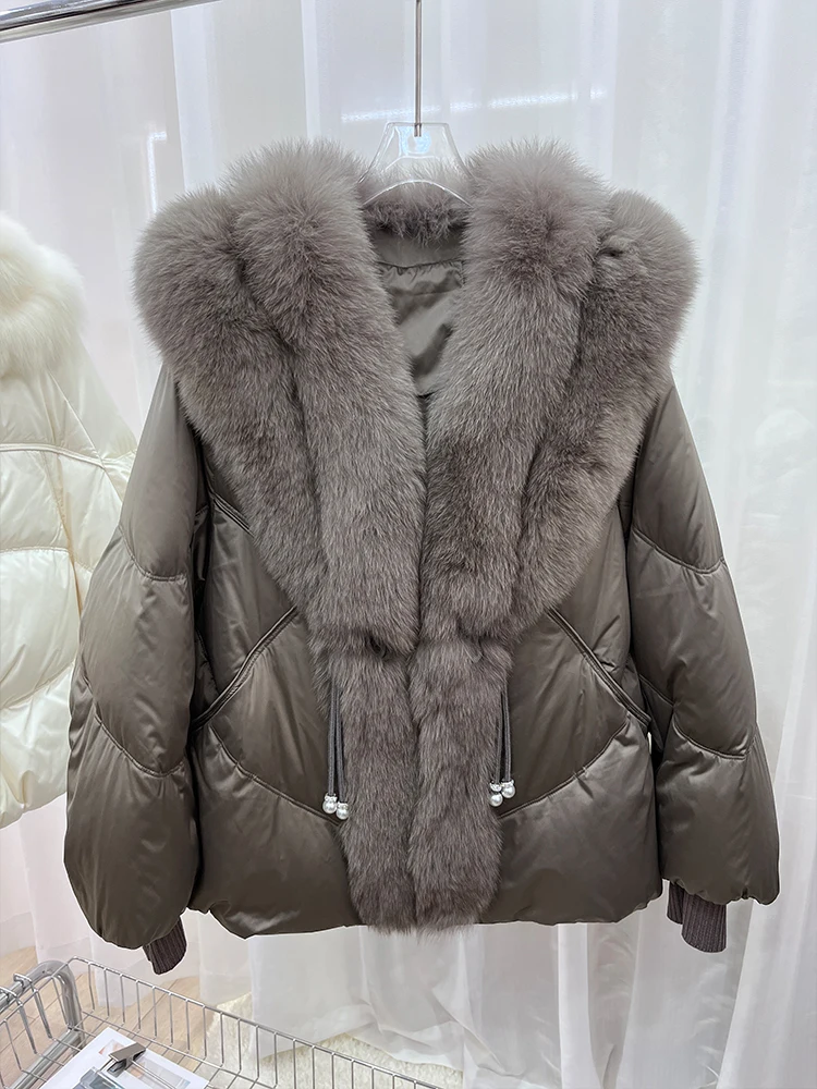 2023 New Fashion Winter Natural Fox Fur Collar Coats Puffer Jackets Women Goose Down Jacket Style Luxury Female Coats