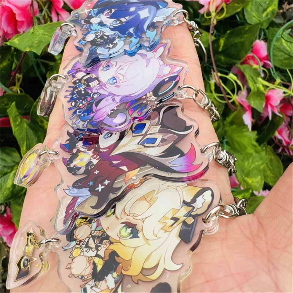 Jogo genshin impactoansan xilonen citlali chasca mavuika cosplay traje chaveiro acrílico chaveiro pingente prop