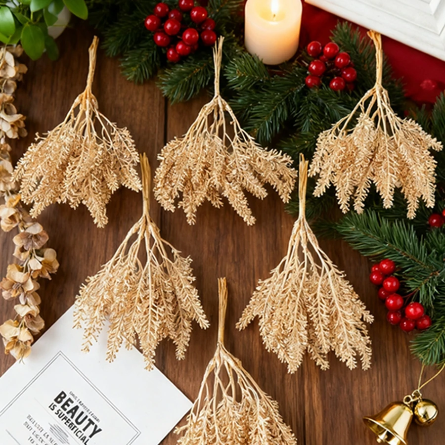 

Artificial Plants Golden Fake Wheat Ear Christmas Tree Decoration Home Room Wedding Arch Decor Candy Boxes High Quality Products