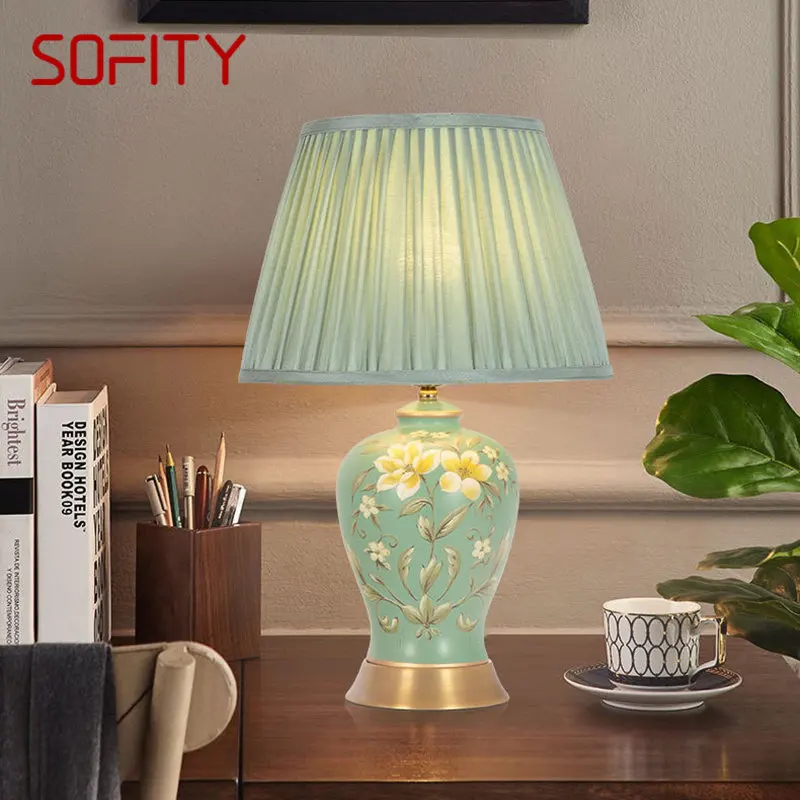 Sofity chinesischen Stil Keramik Tisch lampe führte kreative Berührung dimmbare einfache Nachttisch Schreibtisch Licht für zu Hause Wohnzimmer Schlafzimmer