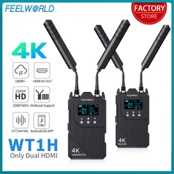 FEELWORLD WT1H Wireless 4K HDMI Video Transmission System 1080P Transmitter Receiver 1000FT Transmission Range Low Latency