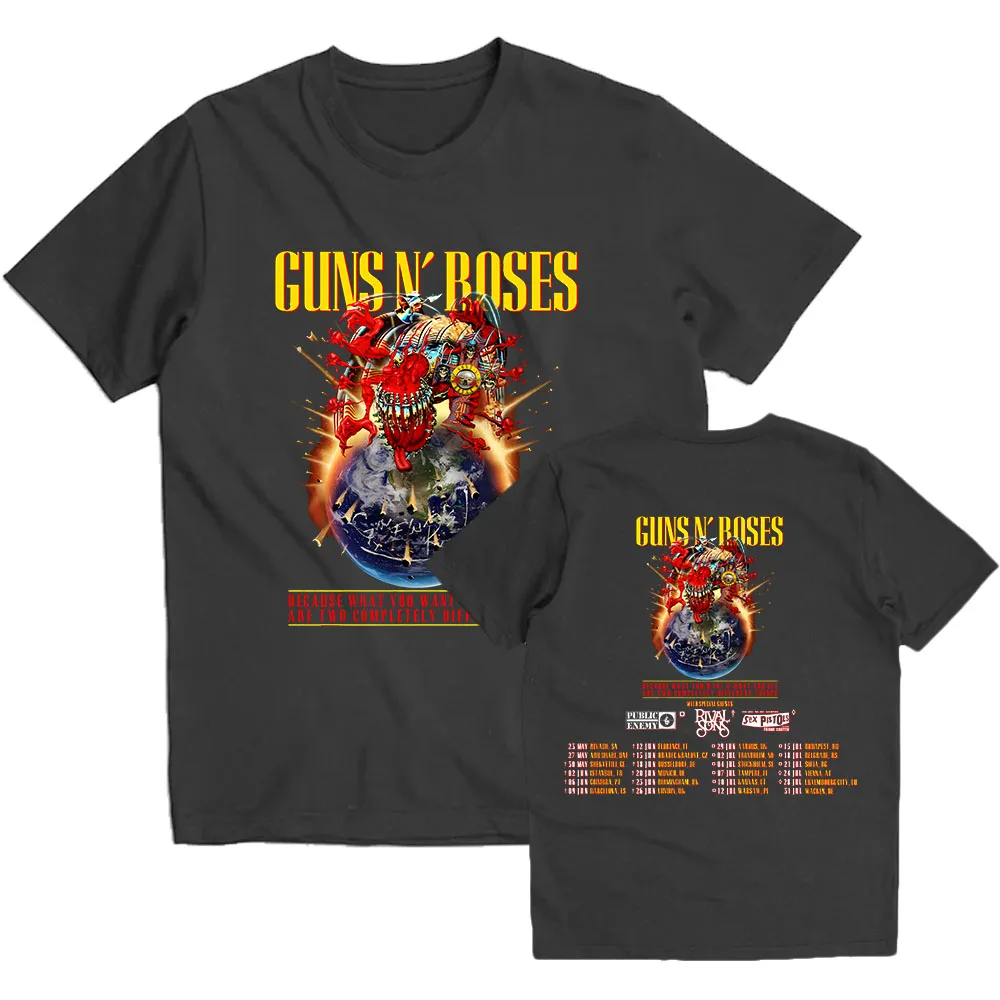 Guns N Roses 2025 Tour T-Shirts for Men Cotton Summer Print Short Sleeve Tees O-Neck High Quality Tops Unisex Streetwear Hip Hop