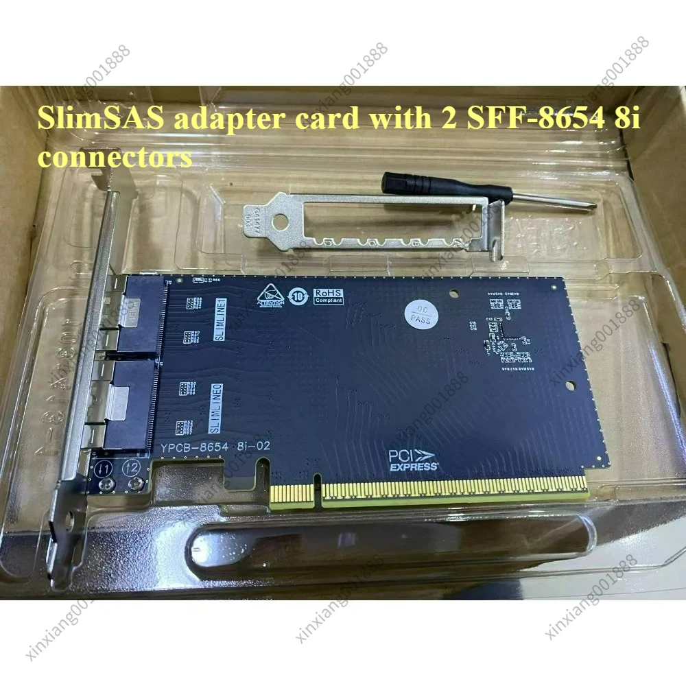 

For PCIe 4.0/3.0 Adapter Card, SlimSAS 8654 SFF-8654 Riser Card External Expansion Solution for NVMe SSD GPU
