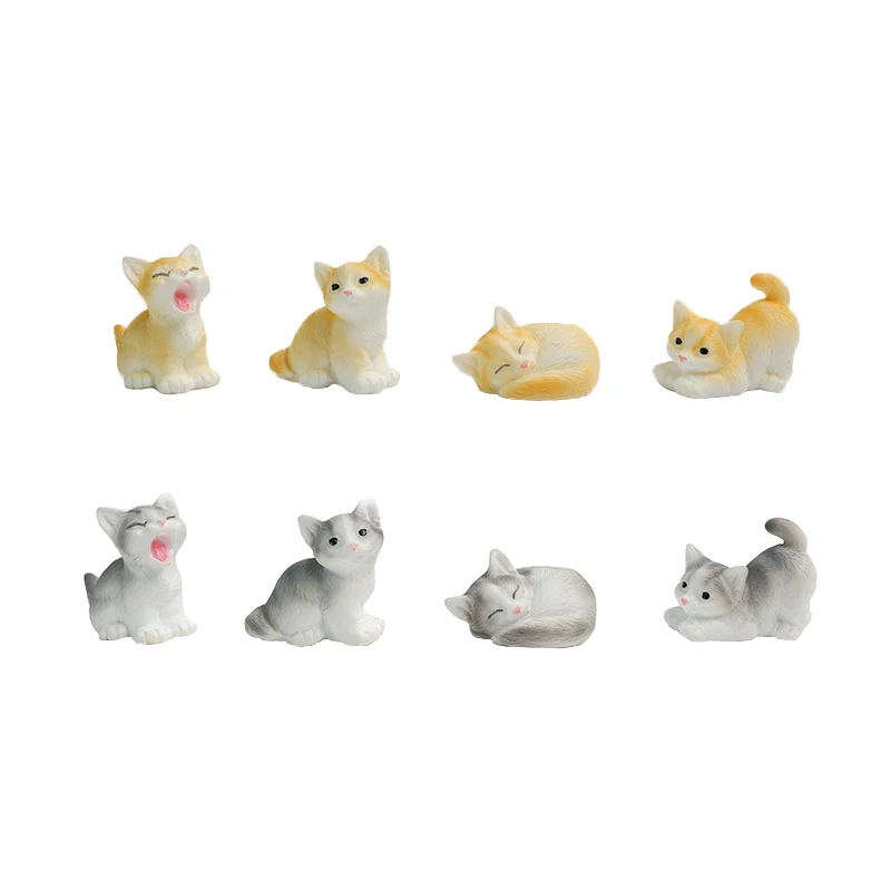 Creative Micro Resin Cat Ornament Kitten Figurine Animal Miniature Fairy Garden Landscape Home Decor Doll House Decoration New