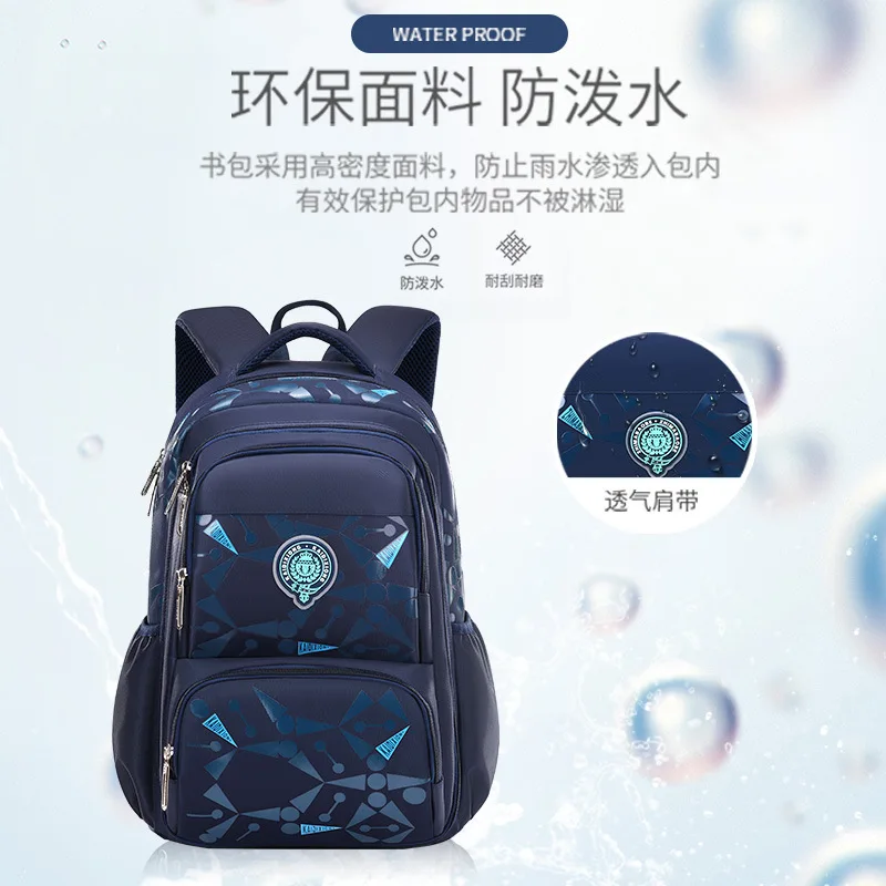 Elementary Students Kids Backpack Boys Lightweight Breathable Spine Care Large Capacity Schoolbag Waterproof School Backpack