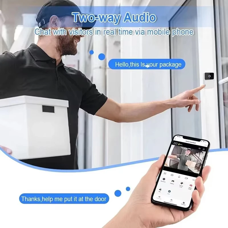 WIFI Video Doorbell กล้อง Night Vision ไร้สาย Smart Home Security HD ประตู Bell Two Way Intercom เปลี่ยนเสียงสําหรับกล้องบ้าน