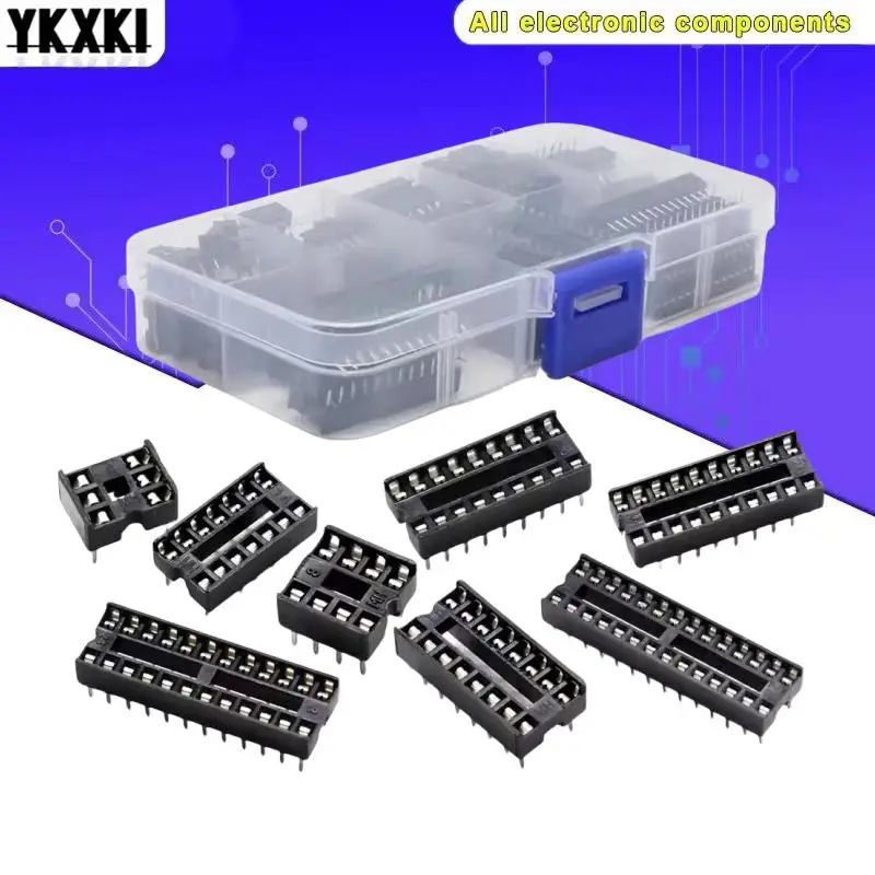 66PCS/lot with Box DIP IC Sockets Adaptor Solder Type Socket Kit 6 8 14 16 18 20 24 28 Pin IC Connector DIP-6 DIP-8 DIP-14