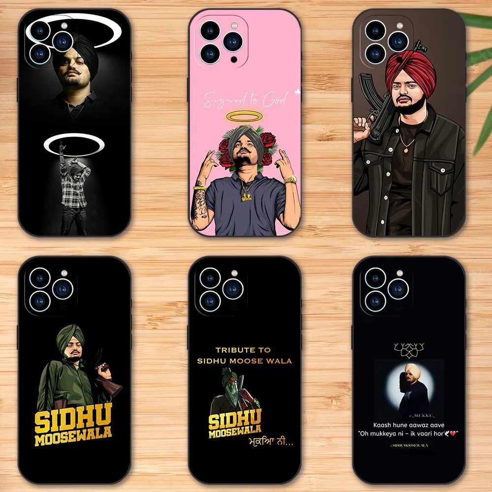 Singer Sidhu Moose Wala Phone Case for iPhone 12 11 13 14 15 16 Max Pro Plus Black Soft Silicone Cover