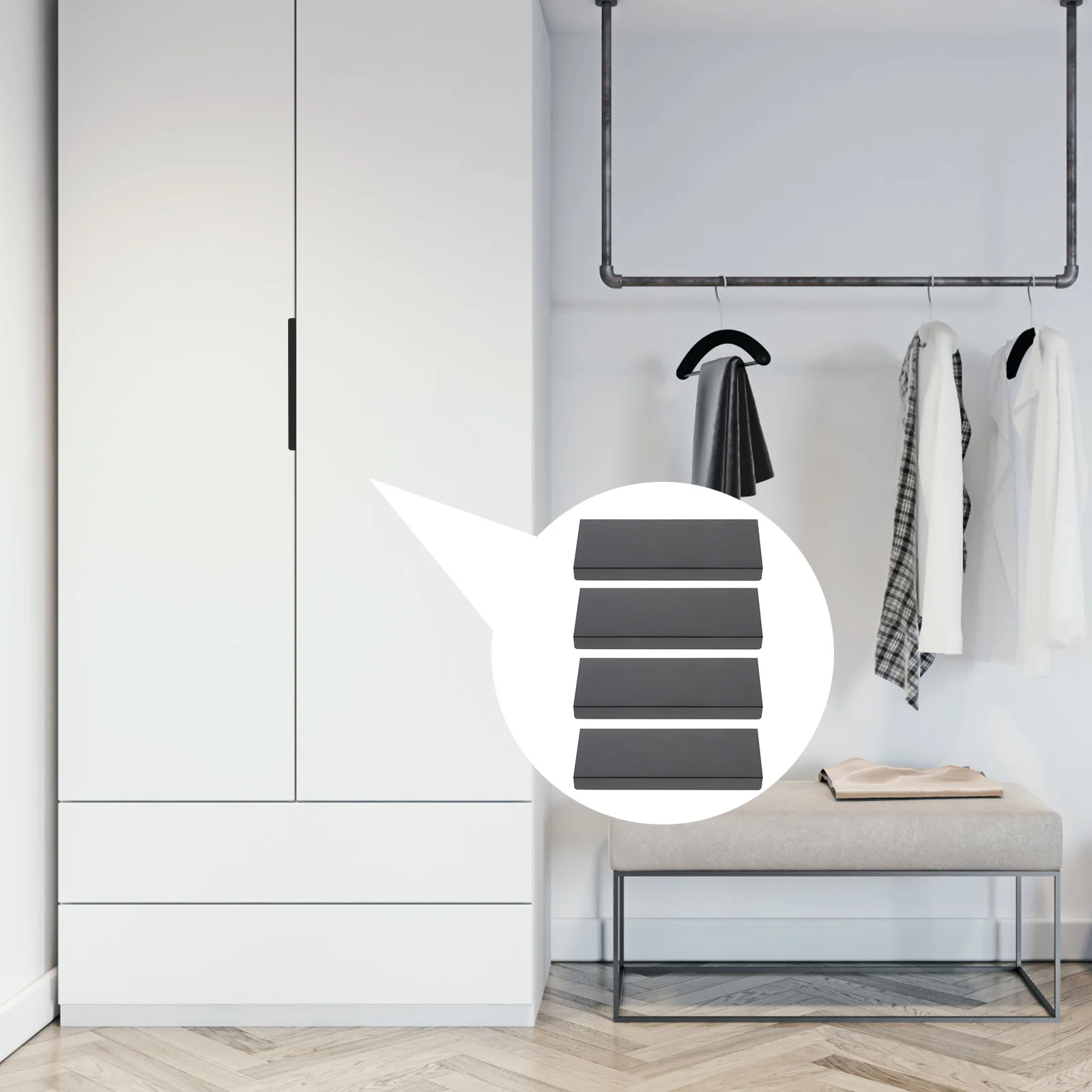 

4Pcs Black Hidden Finger Pull Cabinet Handles Aluminum Alloy Invisible Punch Drawer Pulls Finger Edges Concealed Furniture Door