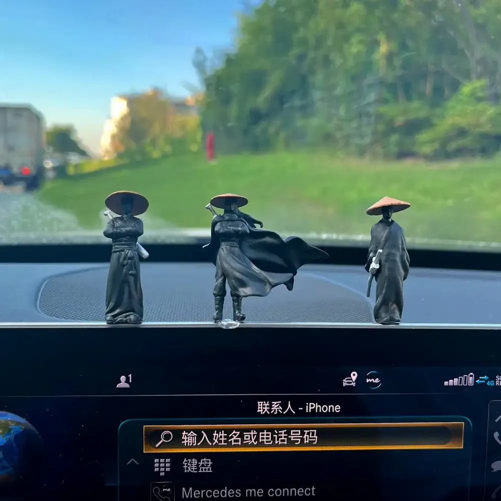 Cool Swordsman Car Dashboard Figure Ornament Chinese Kung Fu Knight Auto Center Console Decoration Car Accessories Interior