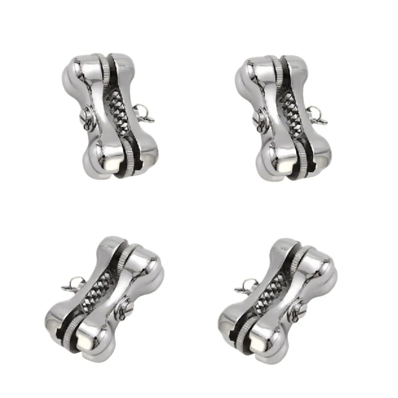 BDSM Metal Bone Nipples Clamps Strong Stimulation Adjustable Textured Spiked BDSM Bondage Teasing Pleasure Play Toy Sex Toys