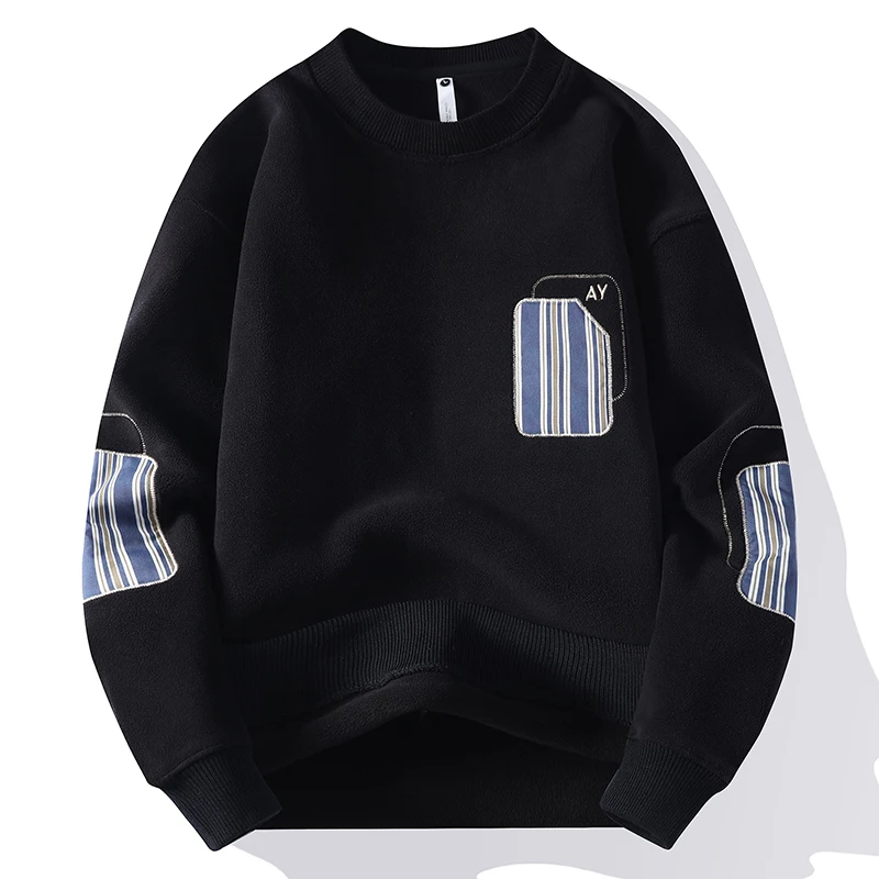 Fashion Long Sleeve Round Neck Sweatshirts Streetwear Men Loose Pullovers Trend Autumn Casual Outerwear Classic Mens Top