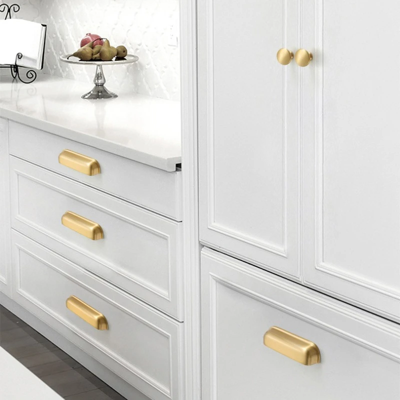 

European Solid Brass Handles for Furniture Luxury Knobs and Handles for Drawers Hardware Fitting Kitchen Cabinet Handles
