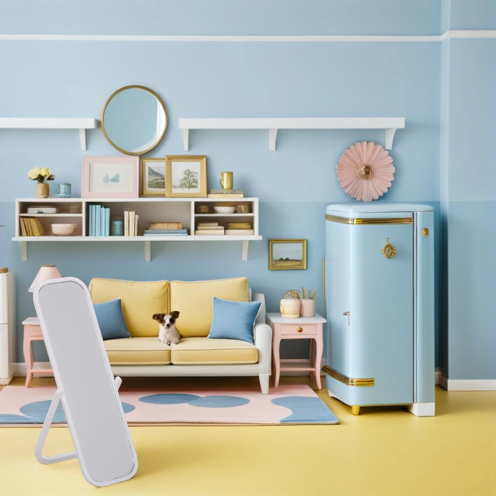 

Dollhouse Dressing Mirror 1:12 Scale Full Length Miniature Floor Mirror for DIY Craft Mini House Living Room Bedroom Accessories