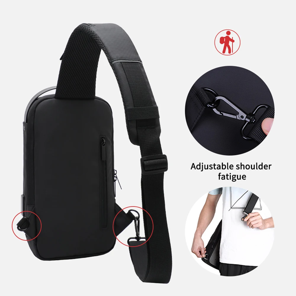 TINYAT Waterproof USB Charging Sling Bag Men Crossbody Chest Pack Anti-theft Messenger Bag for Daily Commute Travel Outdoo
