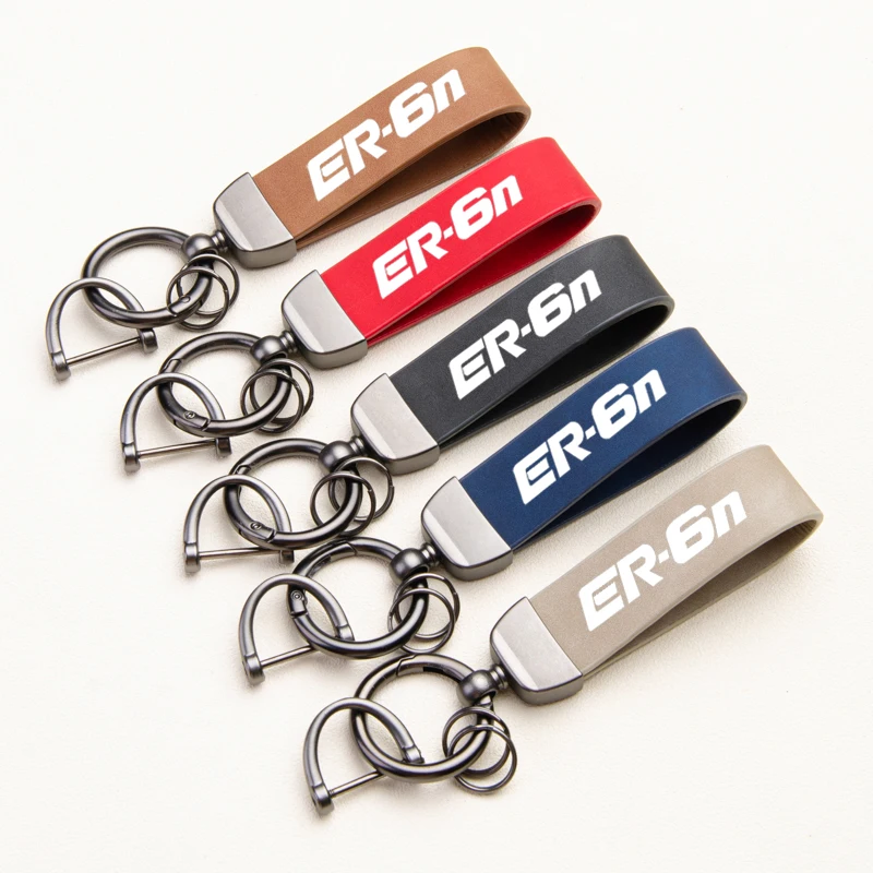 

Fantastic Skin feel leather metal keychain For Kawasaki ER-6N er6n er 6n Motorcycle accessories