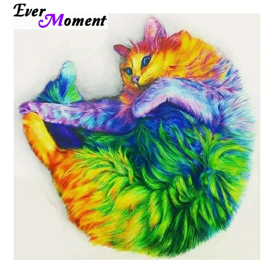 

Ever Moment красочный кот DIY димунд живопись мозаика полная квадратная дрель животное домашнее животное серии ремесло подарок украшение дома ASF981