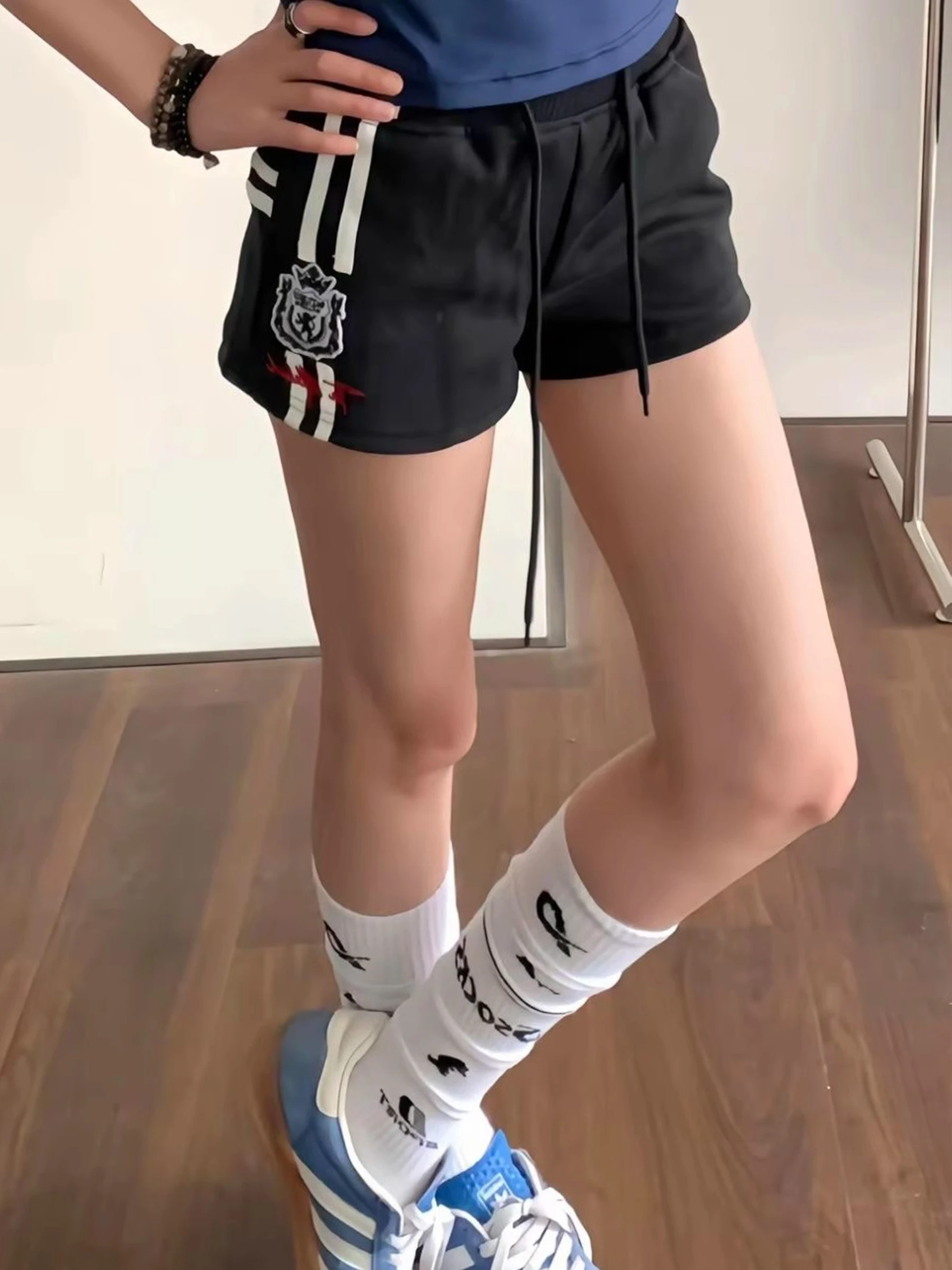 レトロアメリカンスパイシーガールスポーツスレ刺繍入りオーツ女性用サマースリムカジュアルホットパンツサイクリングフィットネスTシャツ...