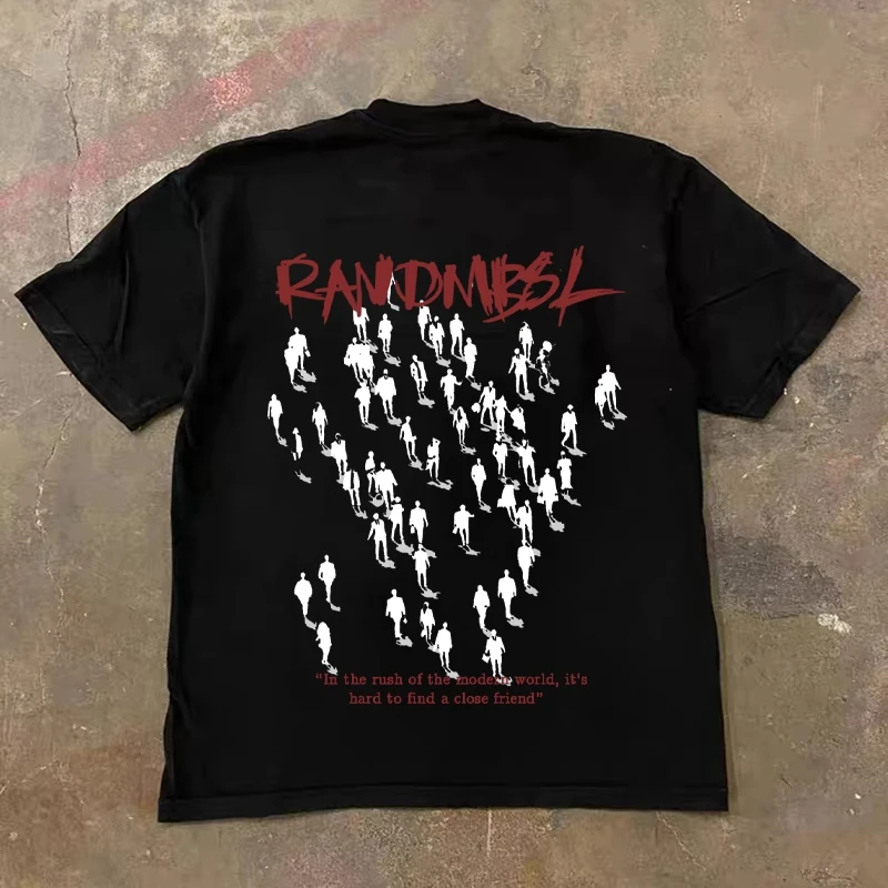 الأمريكية الرجعية أزياء العلامة التجارية الجرافيك تي شيرت الصيف أزياء رياضية القطن الخالص تي شيرت رجالي ملابس الأطفال المحملة Y2k امرأة