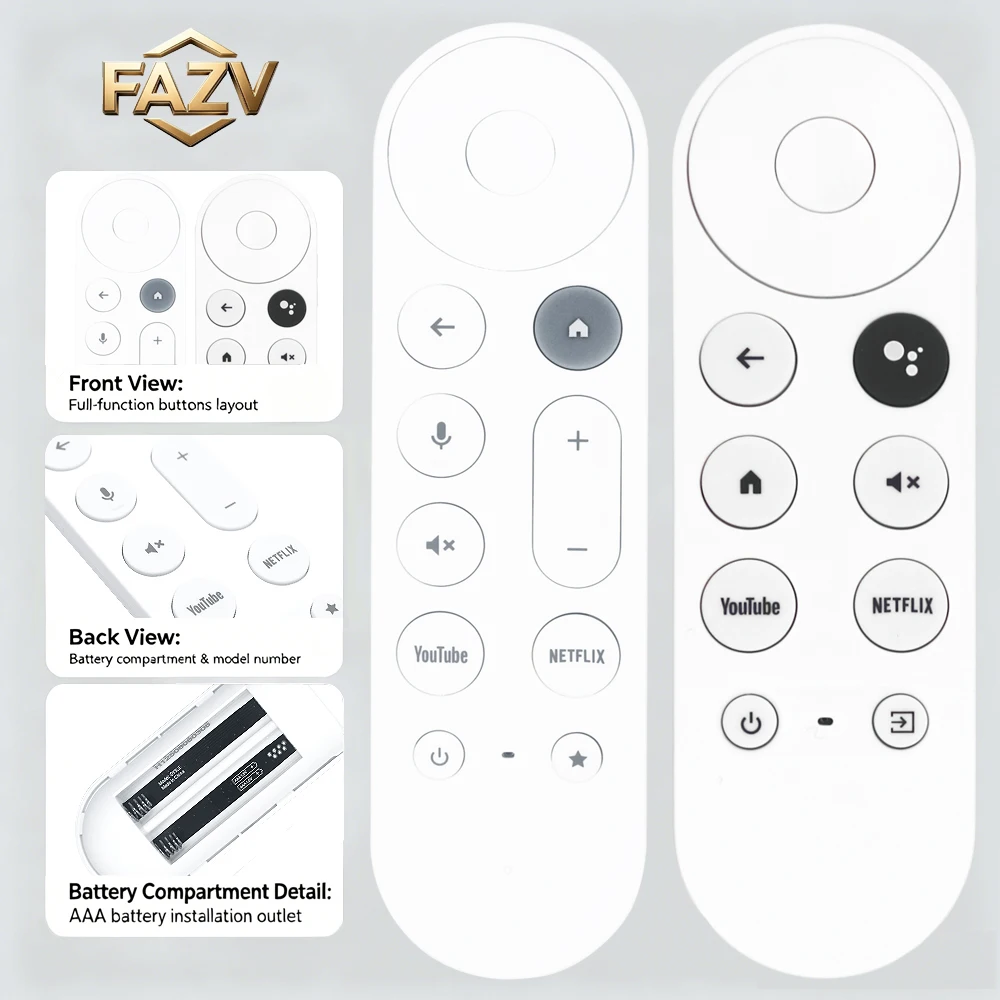 Control Remoto por Voz FAZV para Google TV Chromecast 4K G9N9N 2020 GY3LE 2024 4K