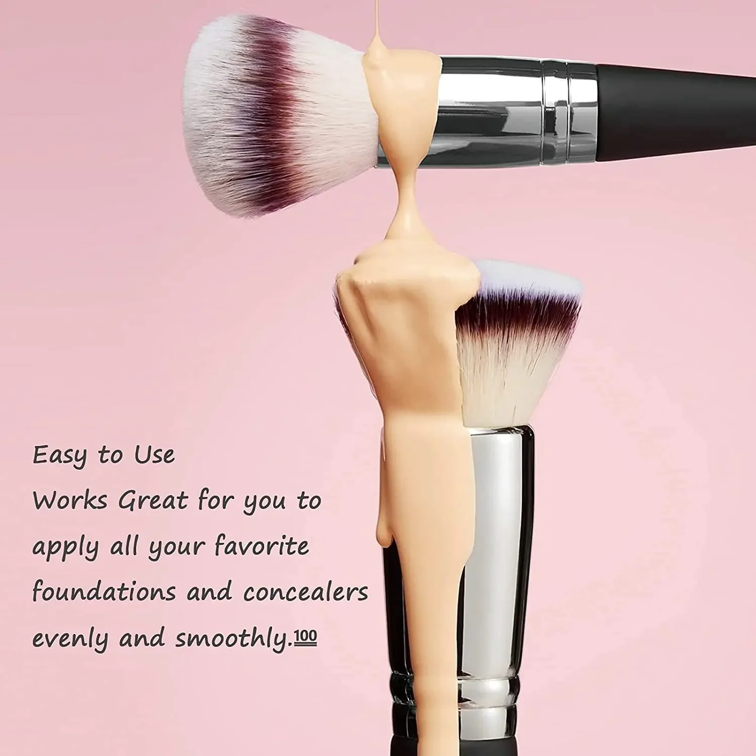 Dual-ended Foundation Concealer Makeup Brush Rounded Taperd Flawless Brush Ideal for Liquid Cream Powder Blending Concealer