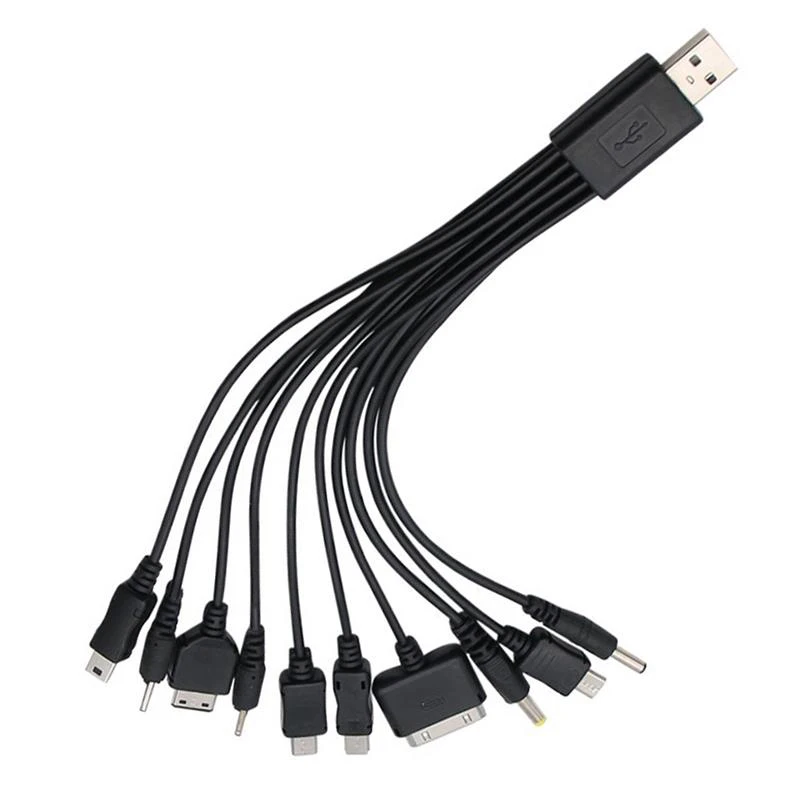 Cable USB multifunción 10 en 1, cable de carga universal para teléfono, cable de carga multipuerto USB para Nokia, etc., cargador de teléfono