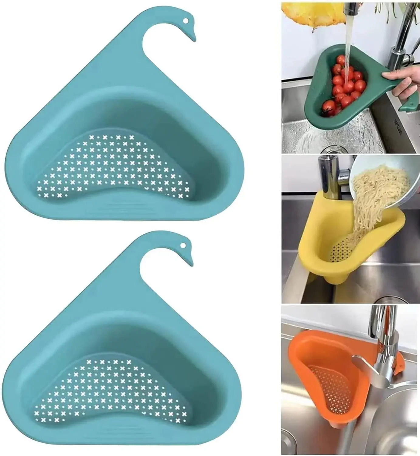 

Kitchen Sink Drain Basket Drain Rack, Triangular Sink Drain Shelf, Corner Sink Strainer Basket, Hanging Filtering Draining Rack