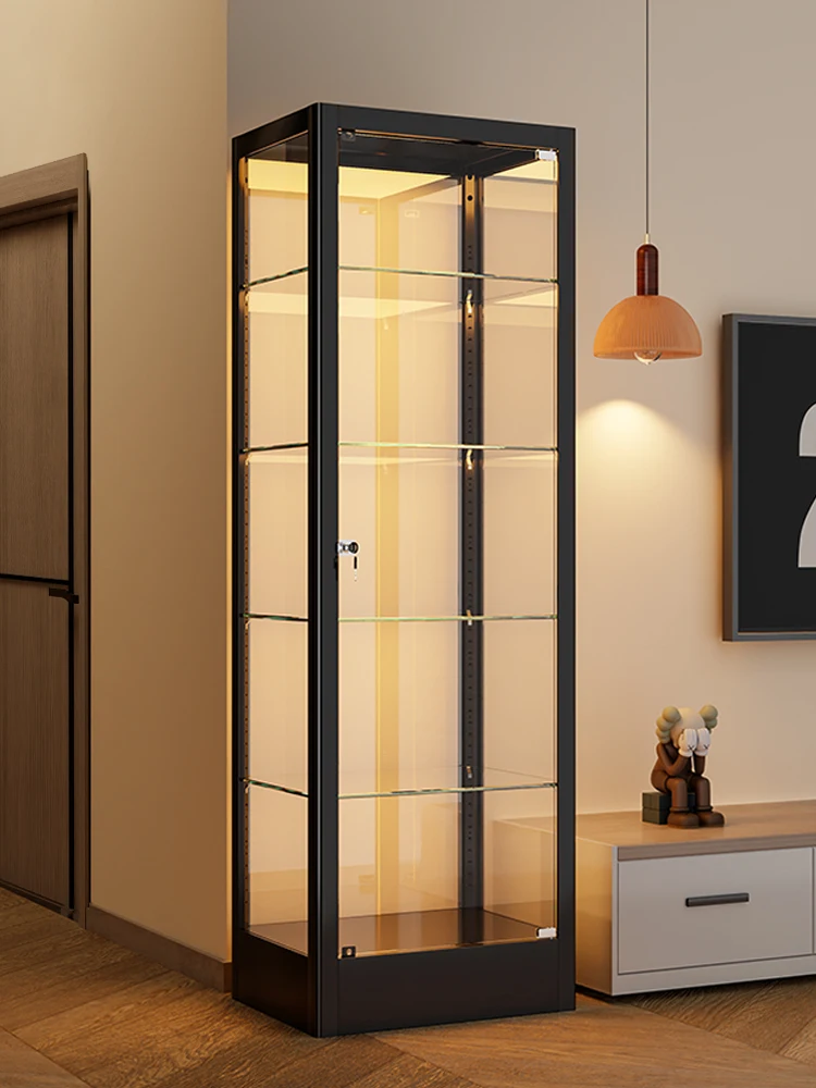 

Figure display cabinet Glass cabinet with lamp Dust-proof transparent pain cabinet Household music model High toy storage rack