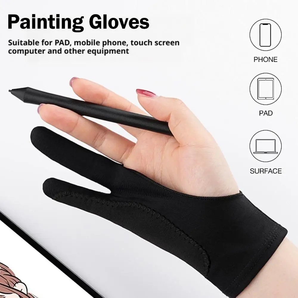 

Anti-fouling Two-fingers Anti- Painting Glove For Drawing Tablet Right Left Glove Anti-fouling For Tablet Screen F9r0