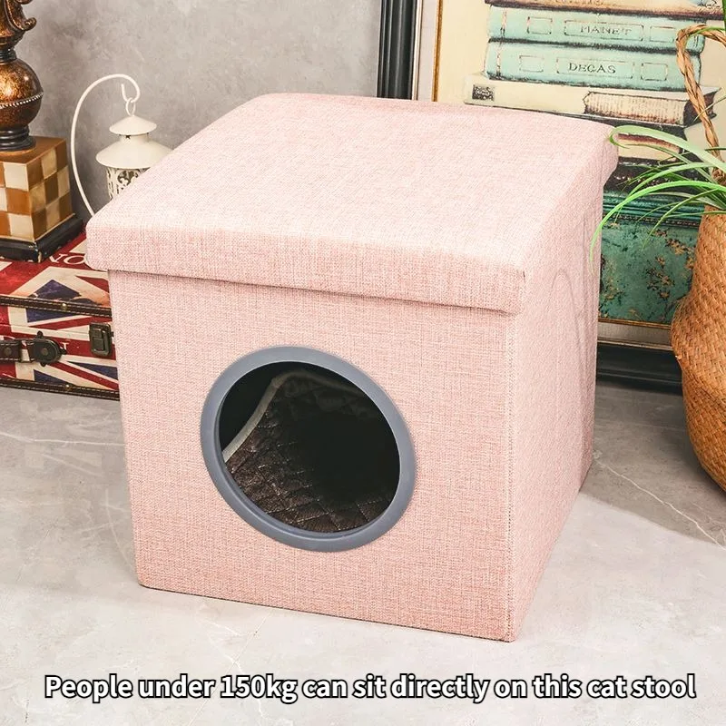 Stools Cat Nest 4 Seasons Universal Closed Type Cat Shared Solid Wood Cat Rabbit House Warm Luxury Dog Nest Ottomans Furniture