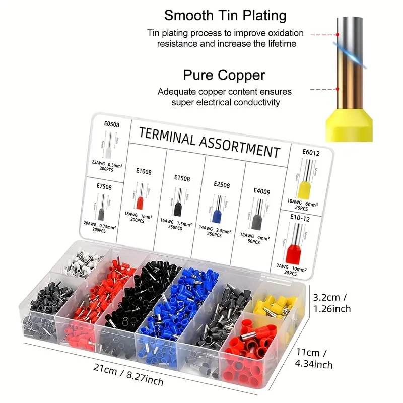 Tube Terminal Crimping Tools Ferrule Crimping Pliers HSC8 6-4 0.25-10mm² 23-7AWG Electrician Clamp Sets Wire Tips