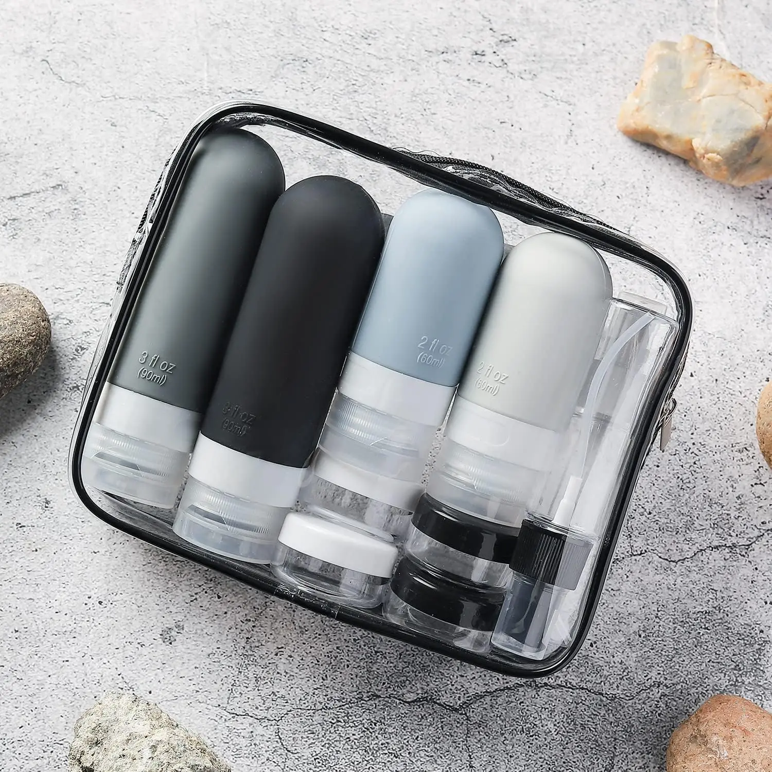 16Pcs Travel Containers Leak-Proof Silicone Squeezable Containers Bottles Set for Shampoo Conditioner Lotion Toiletry Bag