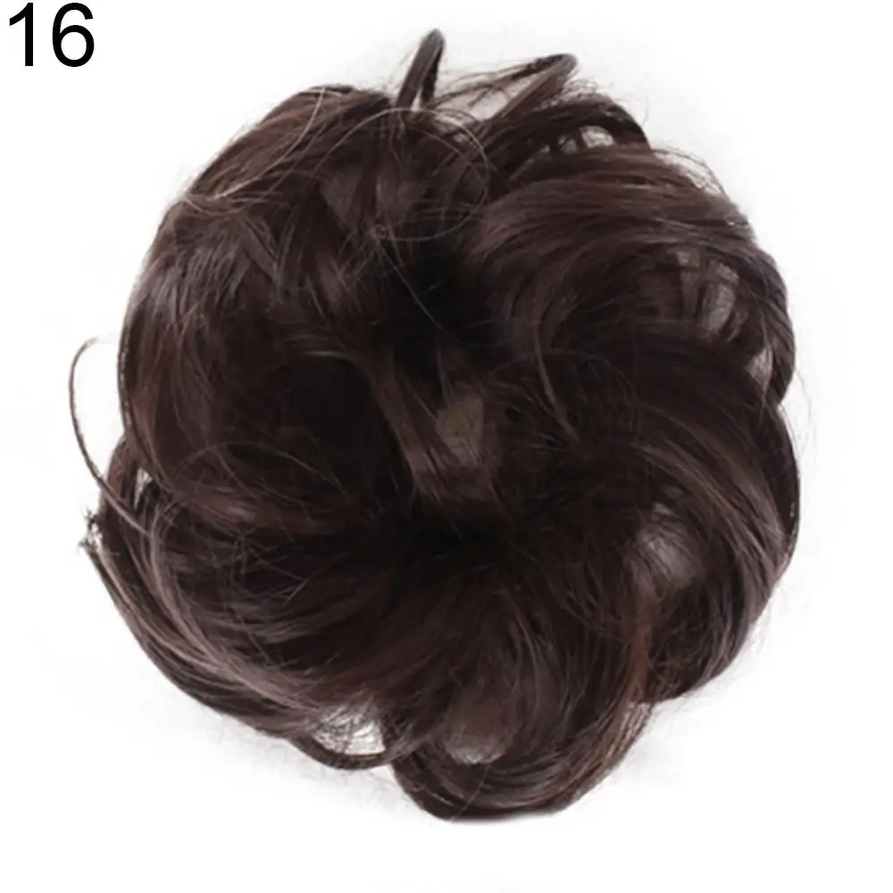 16cm Synthetic Hair Bun Chignon Messy Curly Hair Band Women Hair Extension Wavy Donut Wig Hairpiece Elastic Scrunchy False Wigs