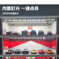 1/64 Car Garage Diorama Miniatures Models LED Lighting Double-Deck Model Car Garage Collection Display Gifts
