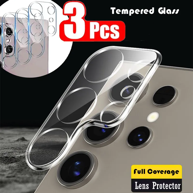 

3 шт., прозрачная 3D-защитная пленка для объектива для Samsung Galaxy S25 Ultra S24 Plus S23 FE S25, край камеры, закаленное стекло, полная защита
